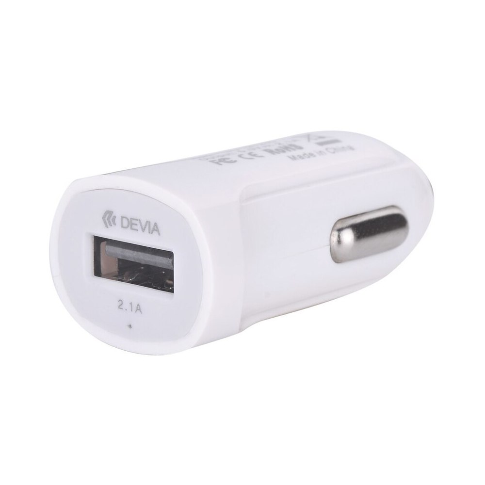 Adaptor Auto Devia U12A Alb 1USB/2A