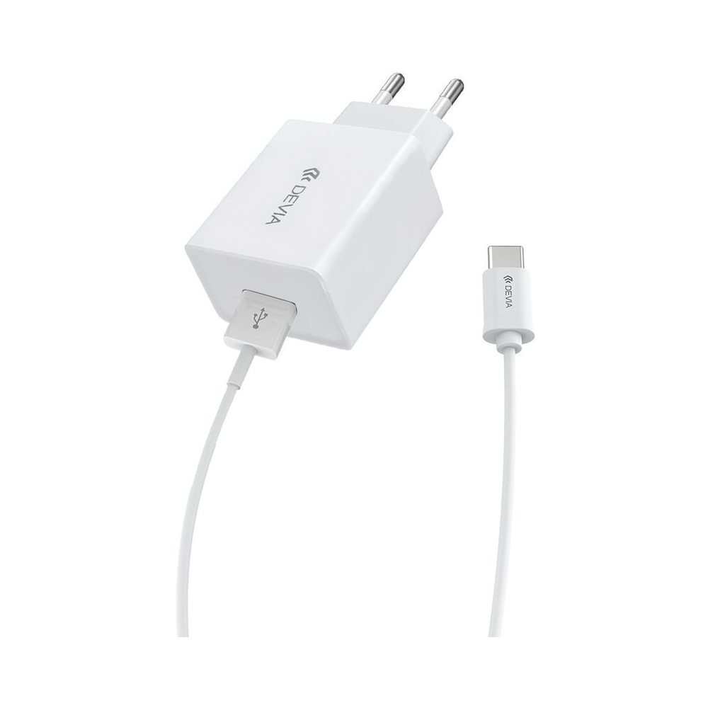 Incarcator Voiaj Devia 12CA TipC Alb 1USB/2A