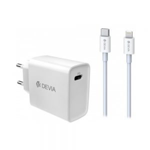 Incarcator Voiaj Devia 13CIA Iphone Alb 1TipC 1USB/3A